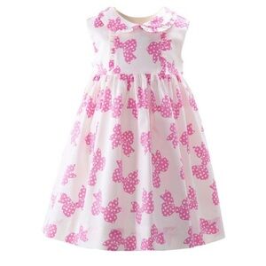 Rachel Riley White Dress with Pink Polka Dot Bows NWT 18M